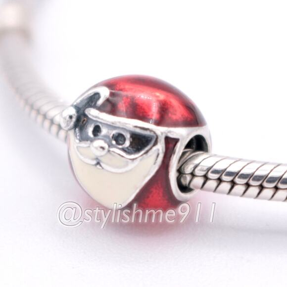 Authentic PANDORA Jolly Round Santa Charm - 791405ENMX - Picture 3 of 13